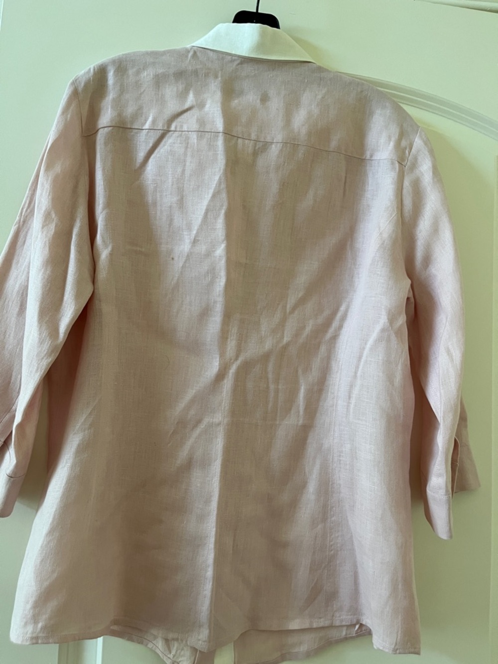 MaxMara Weekend women linen Light Pink Button-Down Shirt with White Collar - Picture 5 of 11